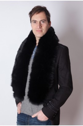 Black fox  fur scarf - unisex